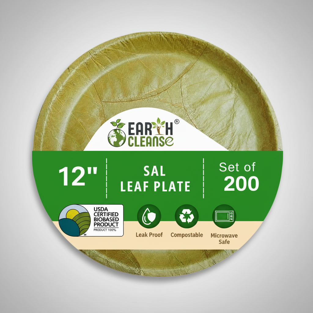 12 inch Compostable Round Sal Leaf Plates
