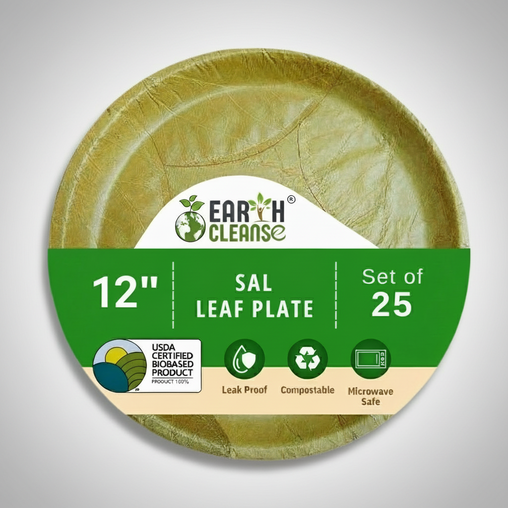 12 inch Compostable Round Sal Leaf Plates