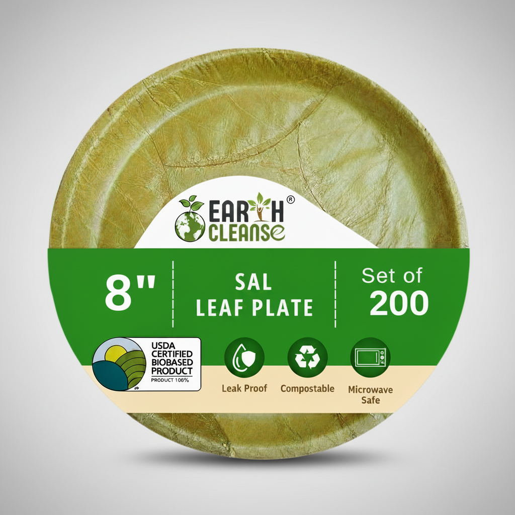 8 inch Compostable Round Sal Leaf Plates
