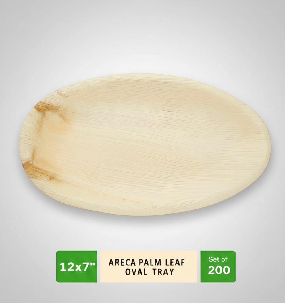 12*7 inch Oval Compostable Palm Leaf Trays