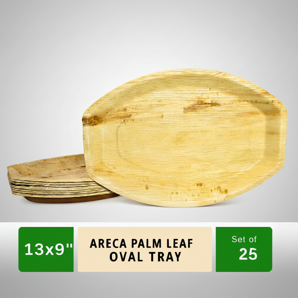 13*9 inch Oval Compostable Palm Leaf Trays