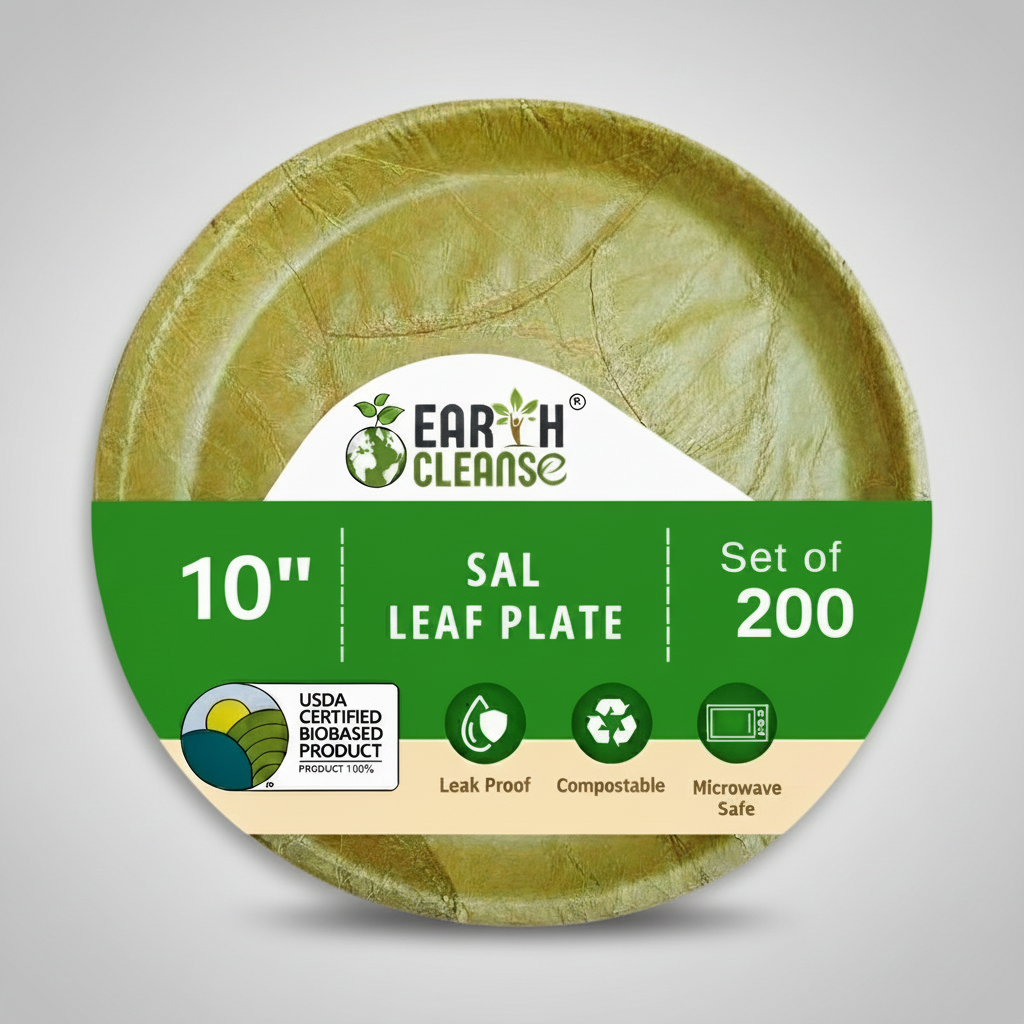 10 inch Compostable Round Sal Leaf Plates