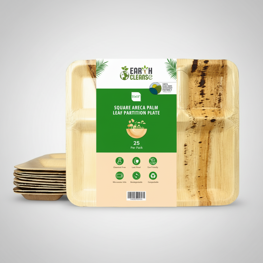 13*10  inch 5compartment Compostable Palm Leaf Trays