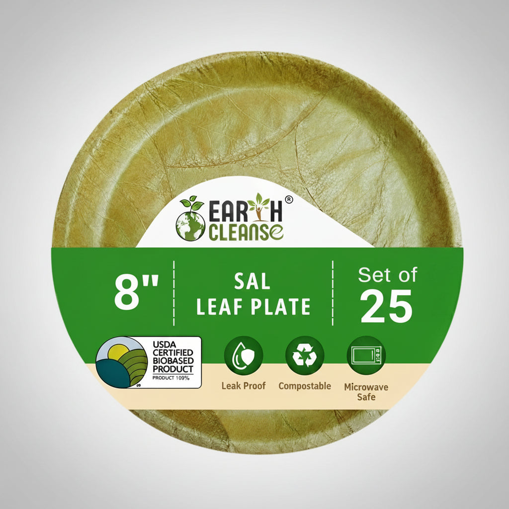 8 inch Compostable Round Sal Leaf Plates