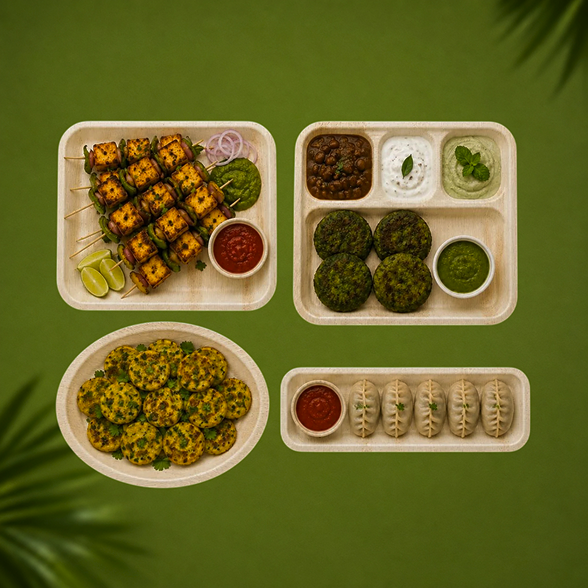 Palm Leaf Compartment Trays