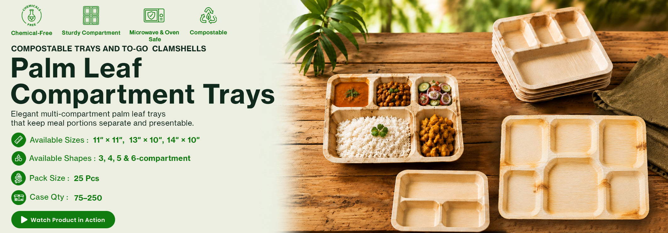 Palm Leaf Compartment Trays