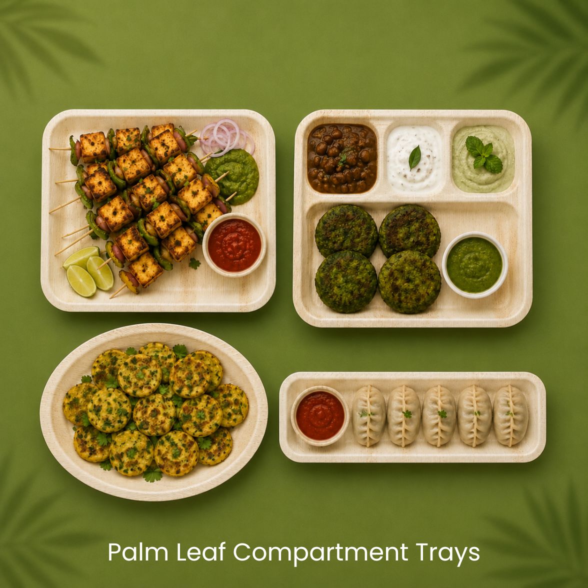 Palm Leaf Compartment Trays