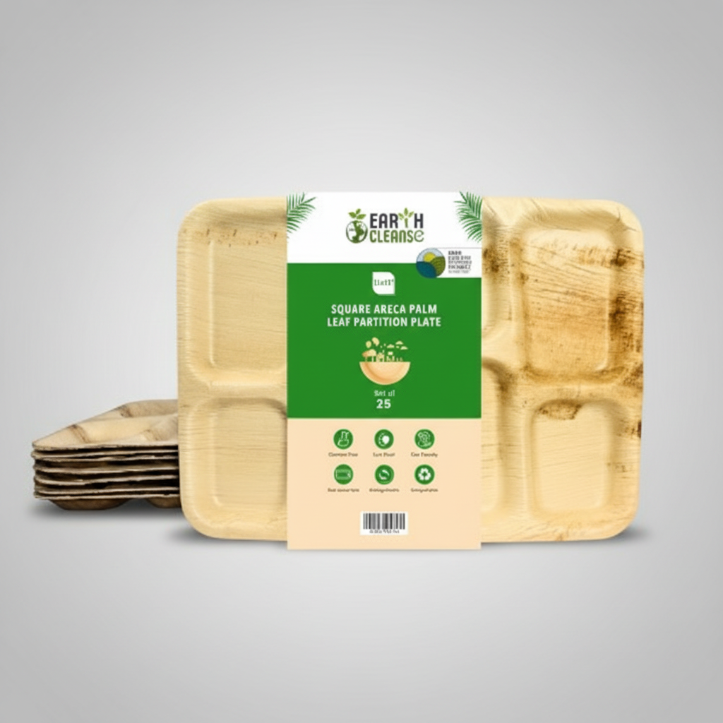 14*10  inch 6 Compartment Compostable Palm Leaf Trays