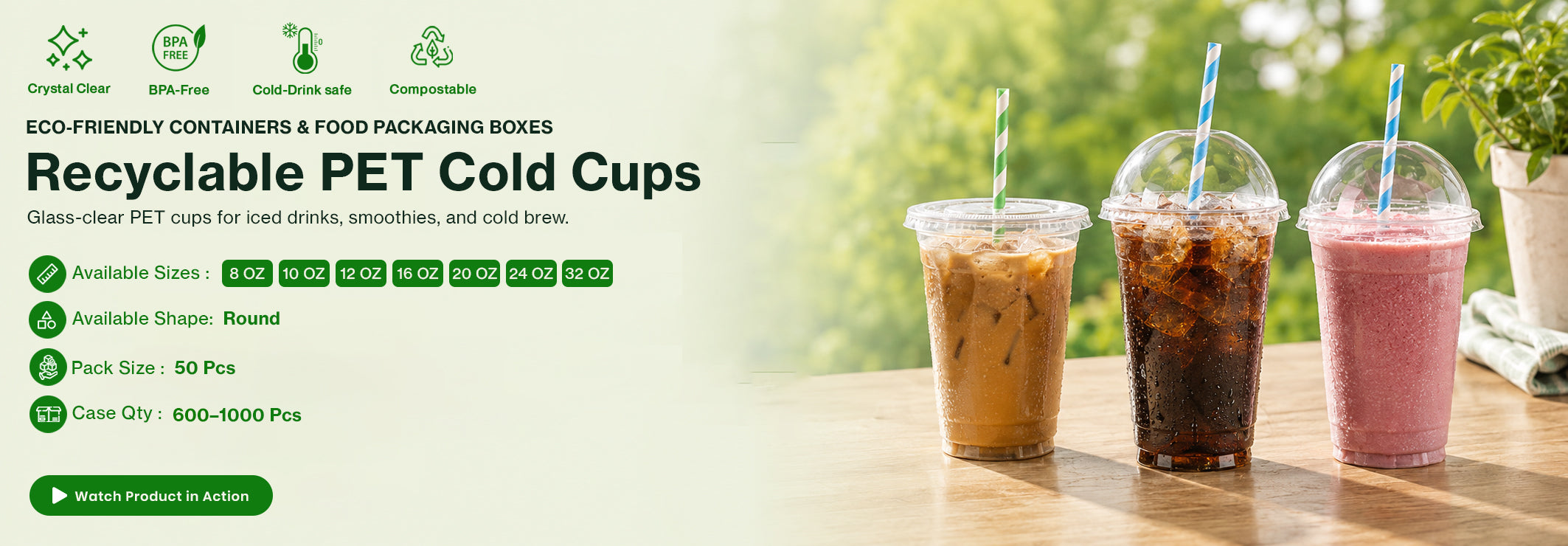 Recyclable PET/PP Cups (without lids)