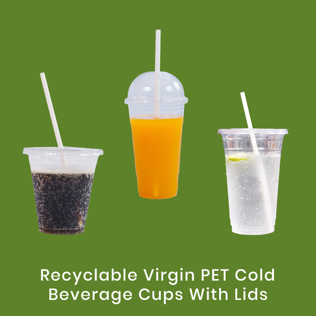 Recyclable Virgin PET Cold Bevarage Cups With Lids