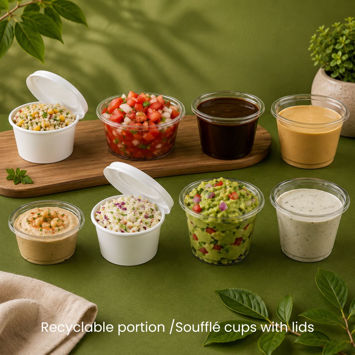 Recyclable portion /Soufflé cups with lids