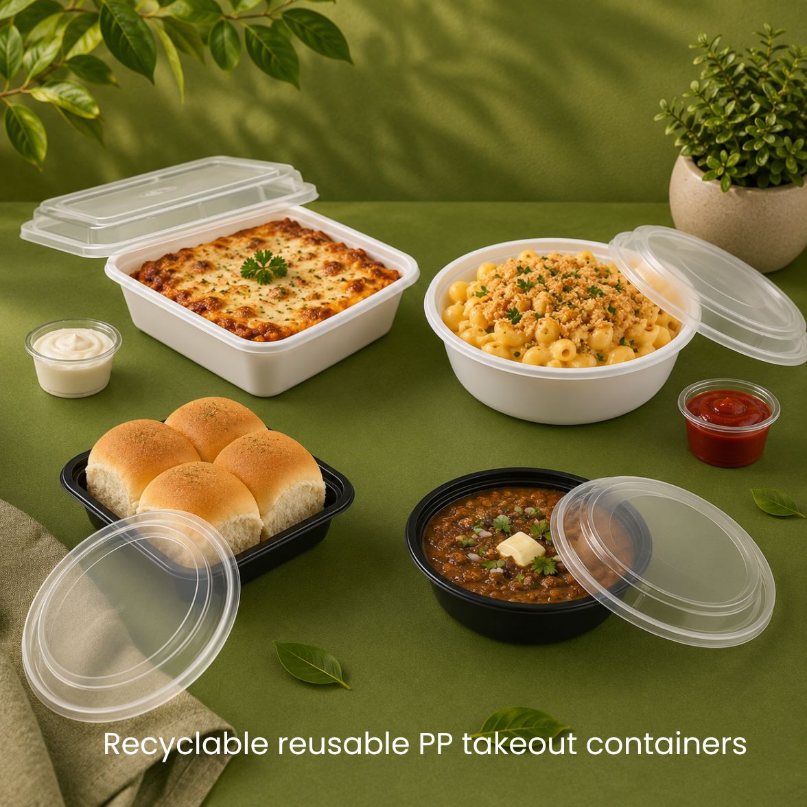 Recyclable reusable pp takeout containers