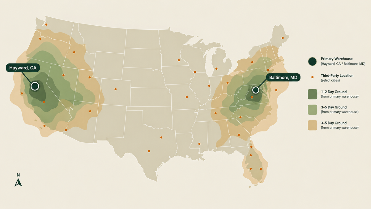 U.S. Shipping Coverage Map