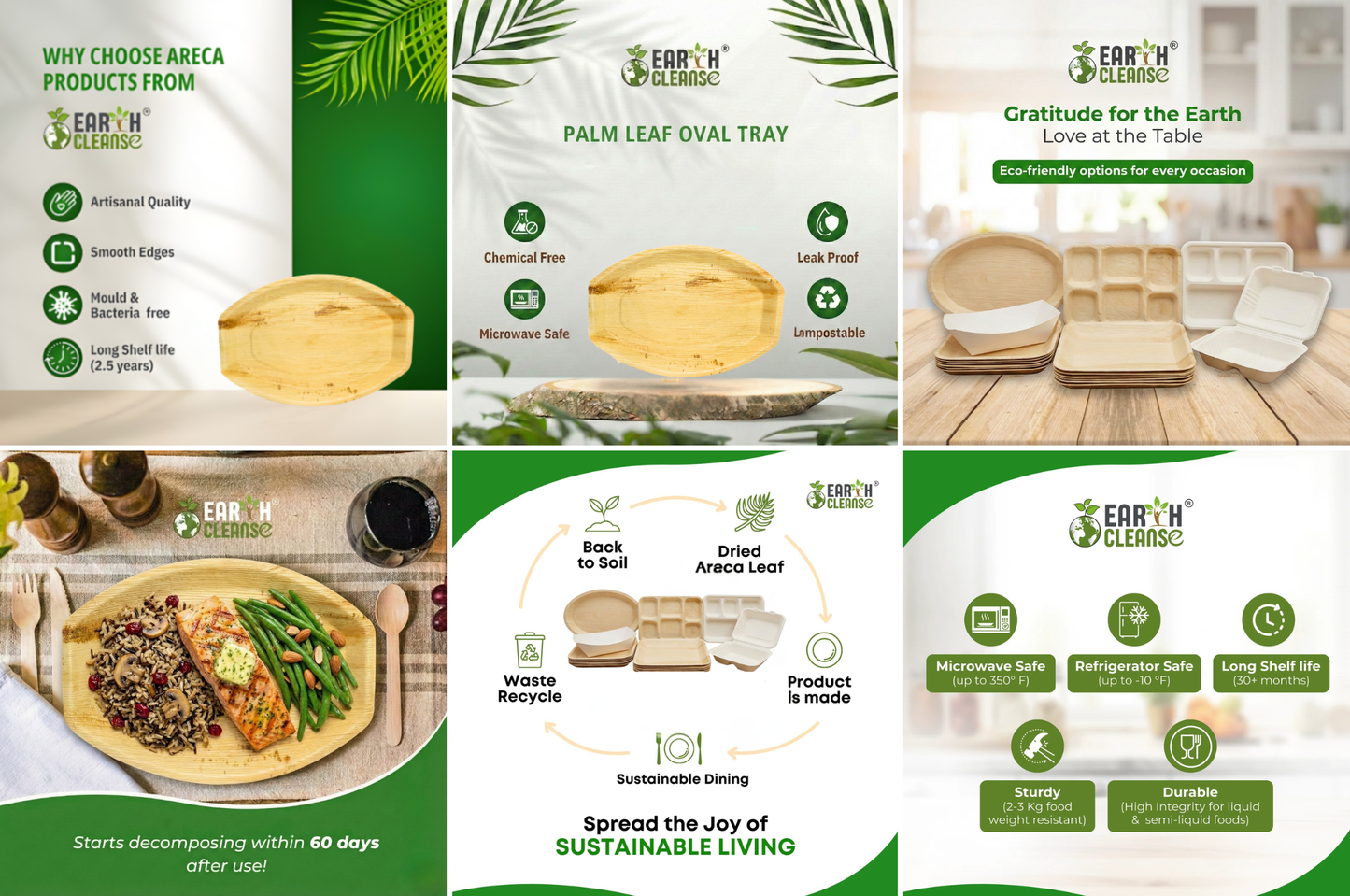 13*9" Oval Compostable Palm Leaf Trays