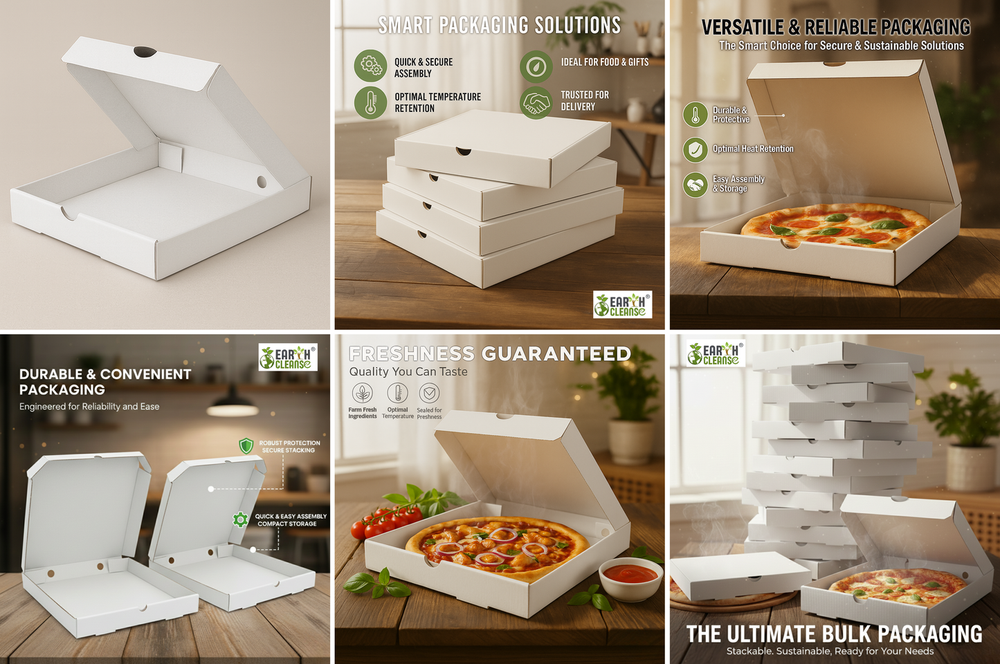 10 Inch Solid Paper Board White Pizza Boxes