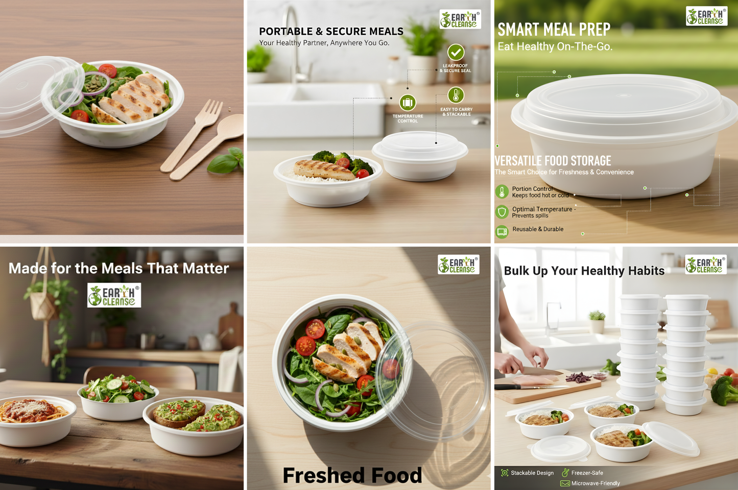 24 Oz Round Takeout Containers With Lids (white Container & Transparent Lid)