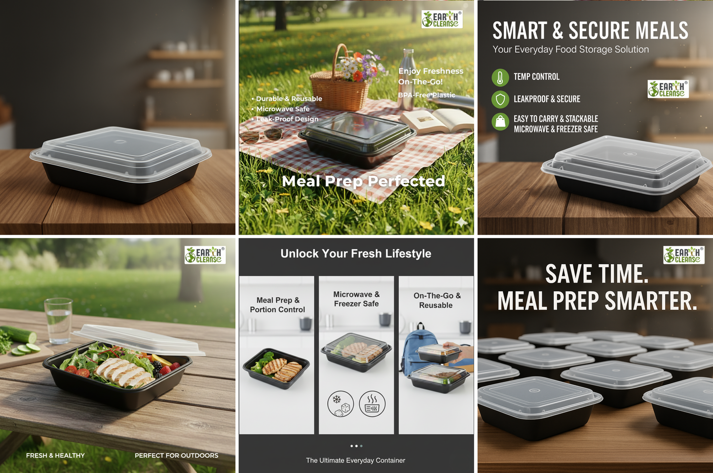 16 Oz Rectangle Takeout Containers With Lids (black Container & Transparent Lid)