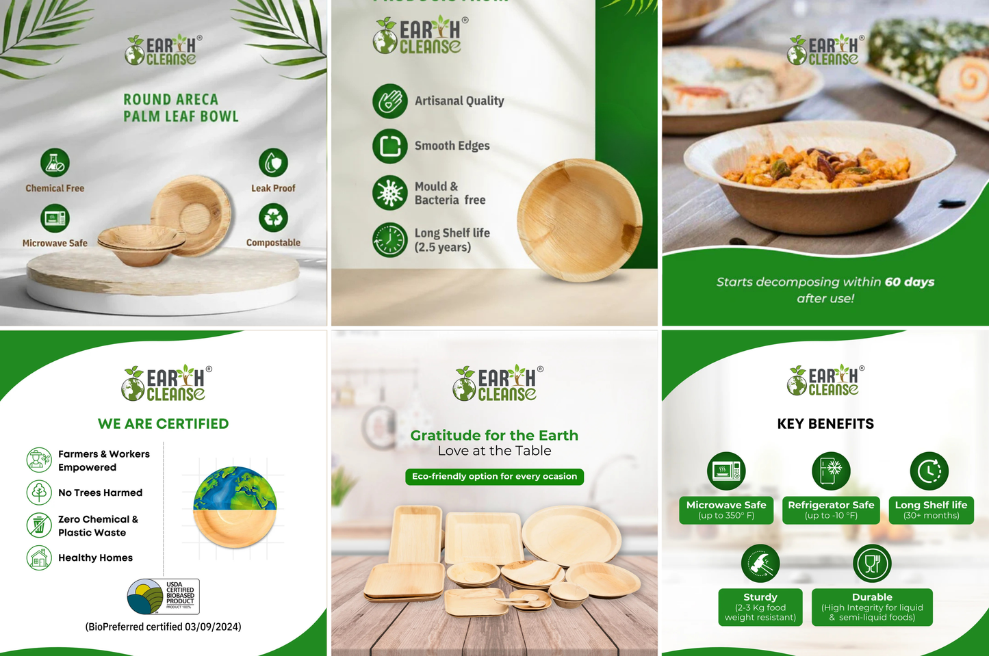 3"round Compostable Palm Leaf Bowls