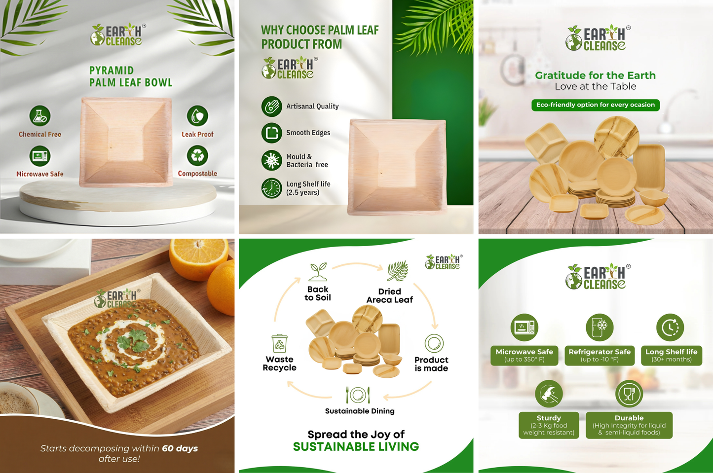 6"pyramid Compostable Palm Leaf Bowls