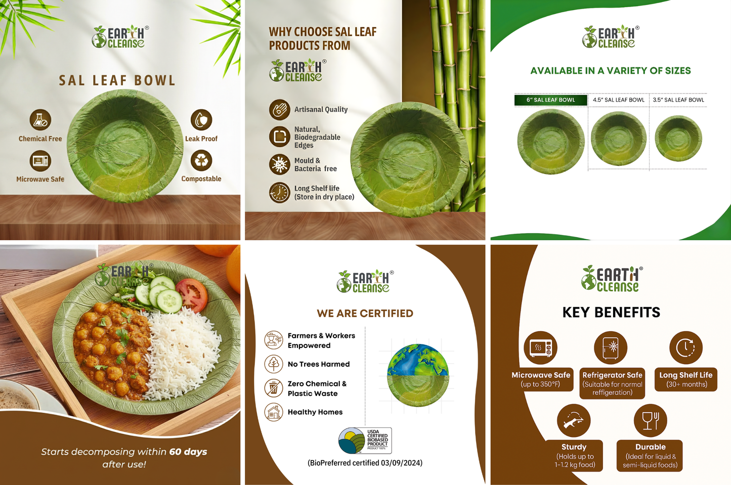 3.5" Compostable Round Sal Leaf Bowls