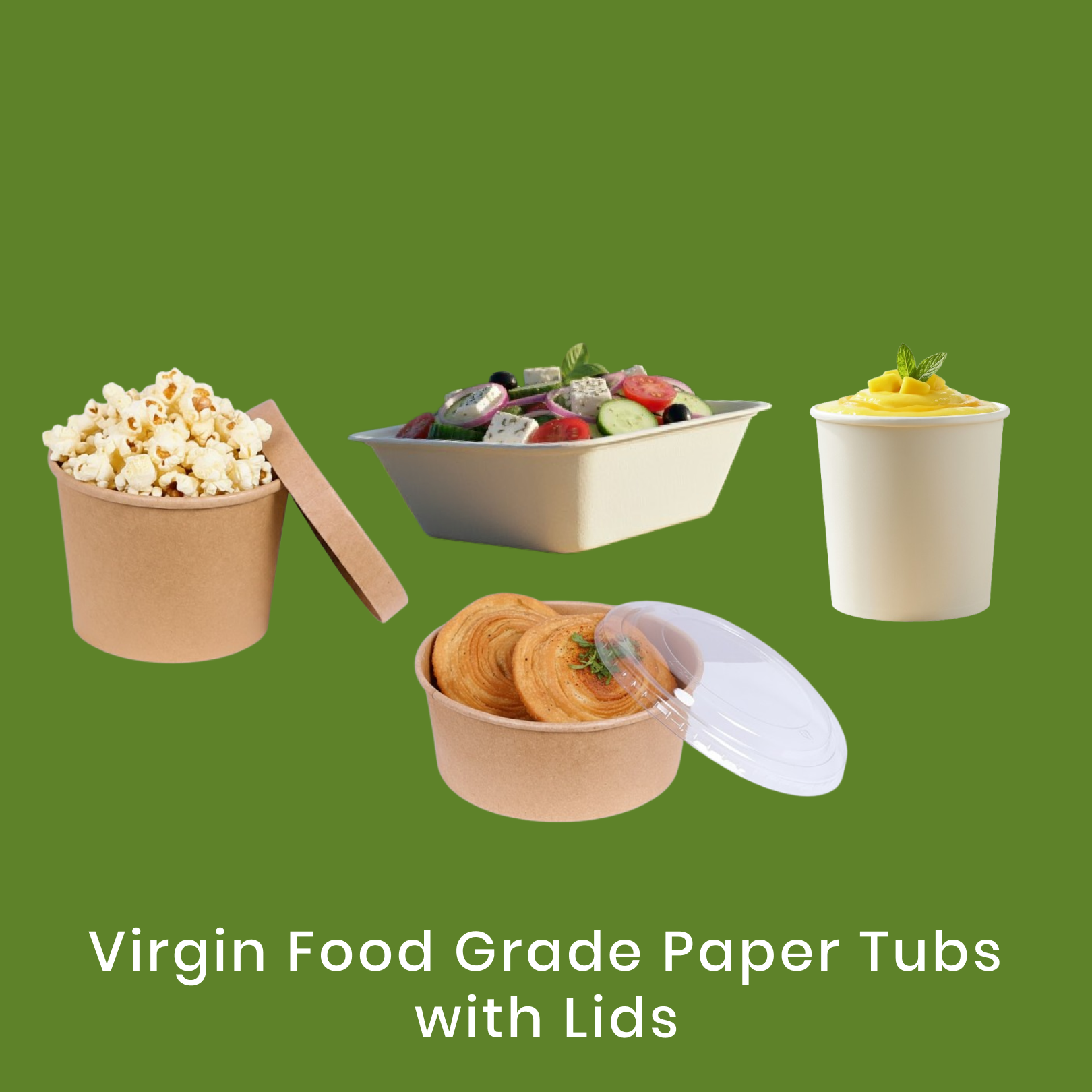 Virgin Food Grade Paper Tubs with Lids