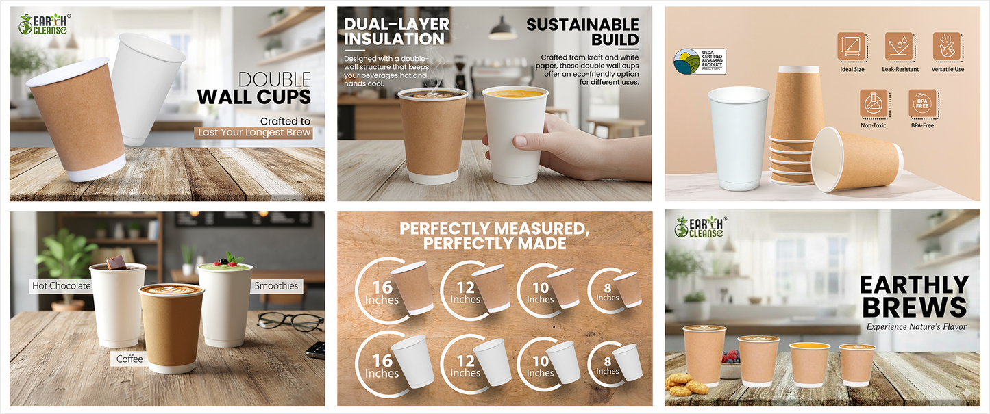 10 Oz Double Wall Cups (kraft + White)