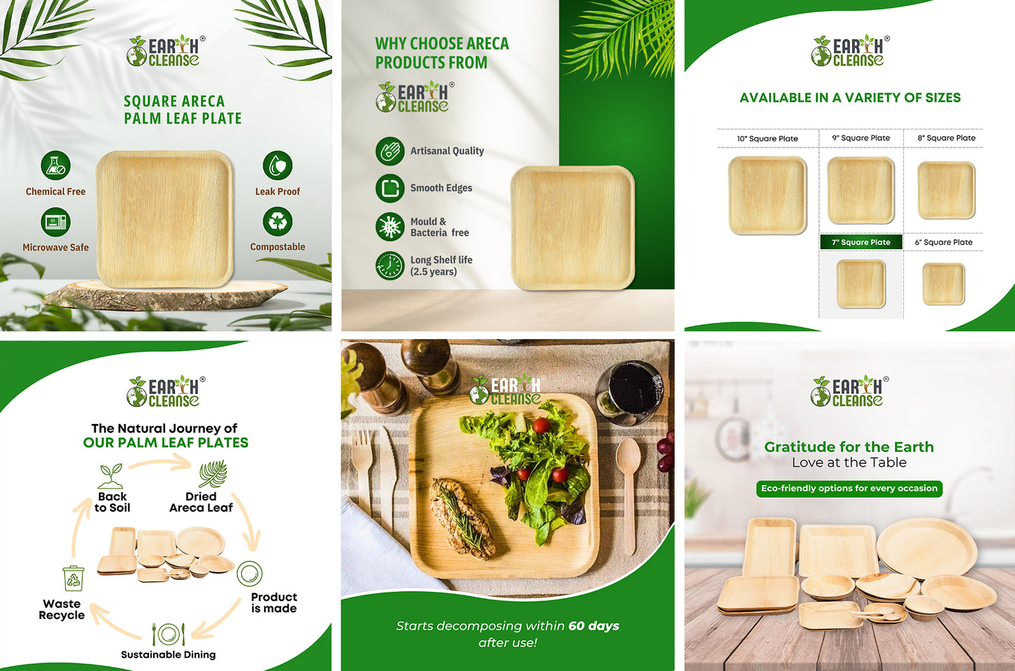 8"square Compostable Palm Leaf Plates