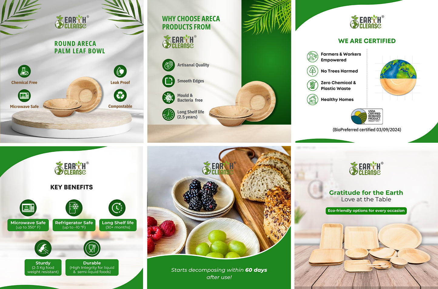 4"round Compostable Palm Leaf Bowls