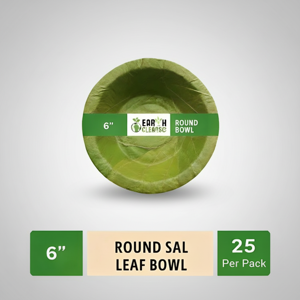 6 inch Compostable Round Sal Leaf Extra Deep Bowls
