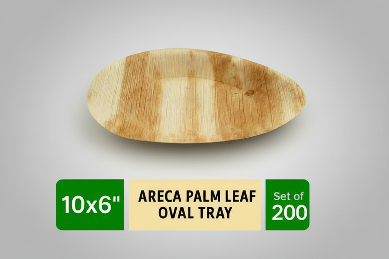 10*6 inch Oval Compostable Palm Leaf Trays