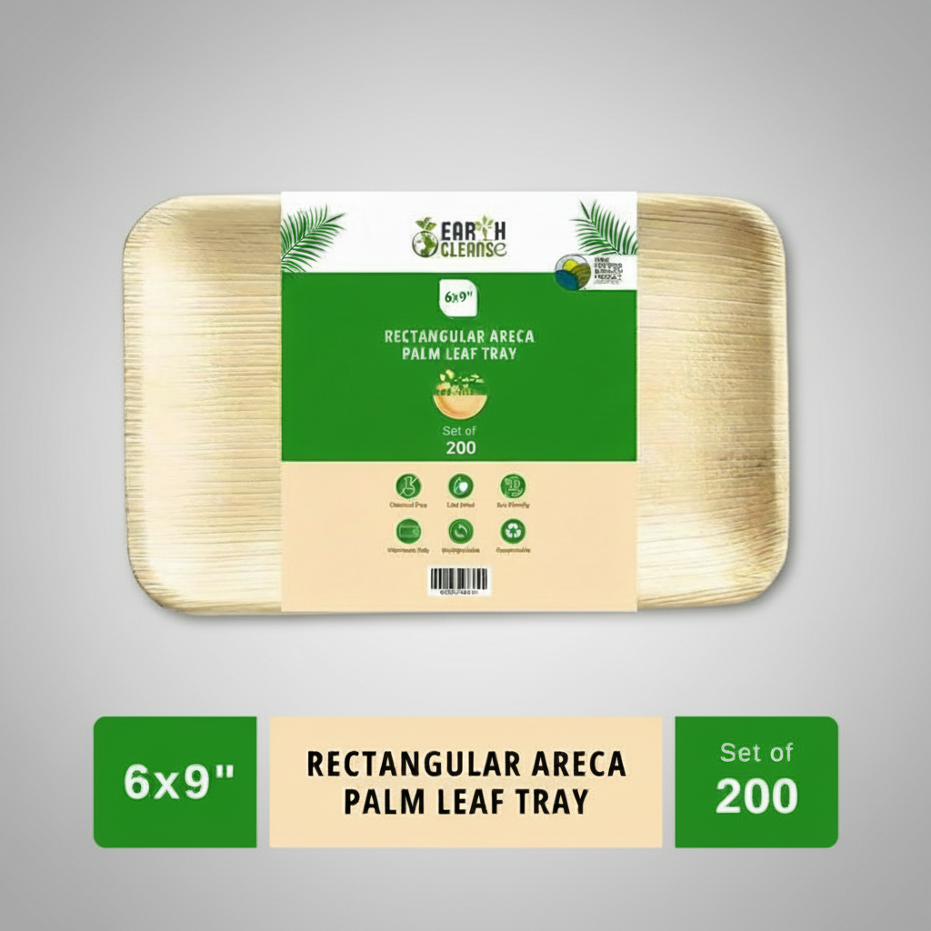 9*6 inchrectangular Compostable Palm Leaf Trays